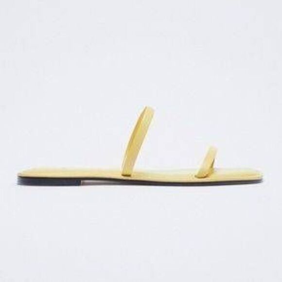 Zara Pastel Lemon Square Toe Sandals NWOT 40 - Picture 2 of 4